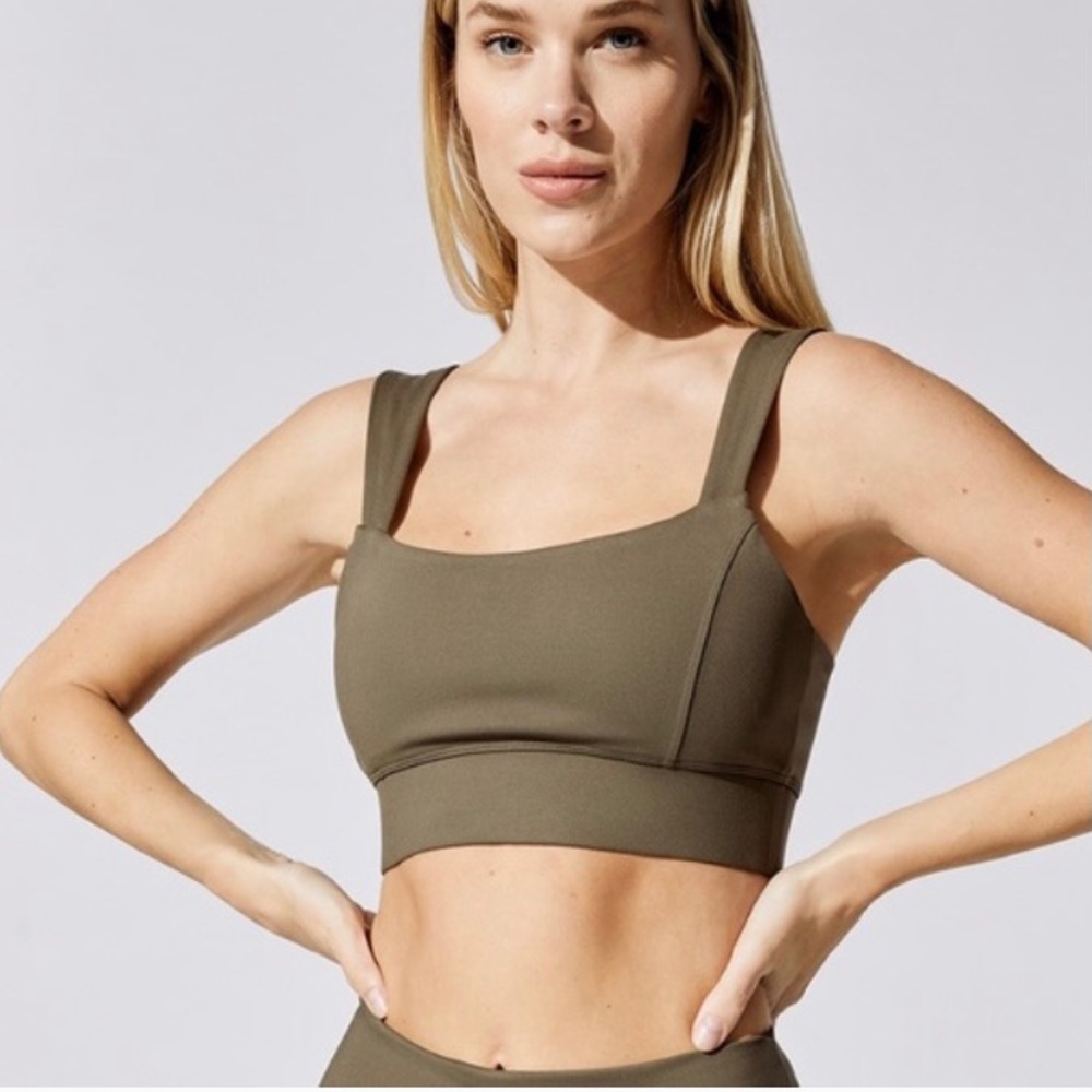 Carbon 38 Utility Detail Sports Bra Khaki Tan Green Size S